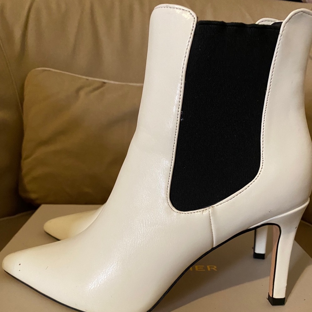 White Faux Leather Booties